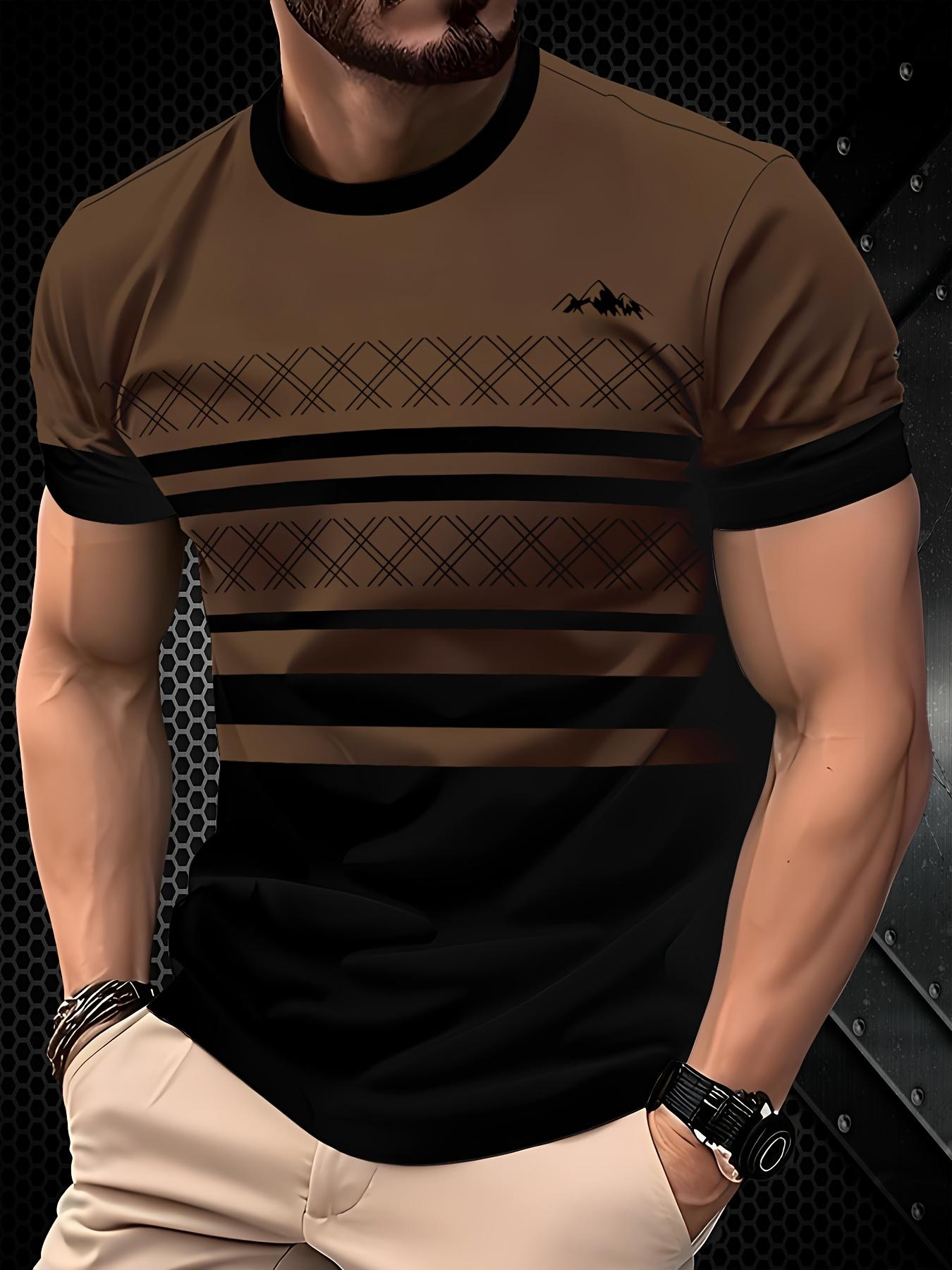 Men s Casual 3D Digital Printed Short Sleeved T-shirt Round Neck Summer Top S