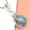 Larimar Gemstone Unisex Women's Gift For Her Silver Jewelry Pendant 2.25"