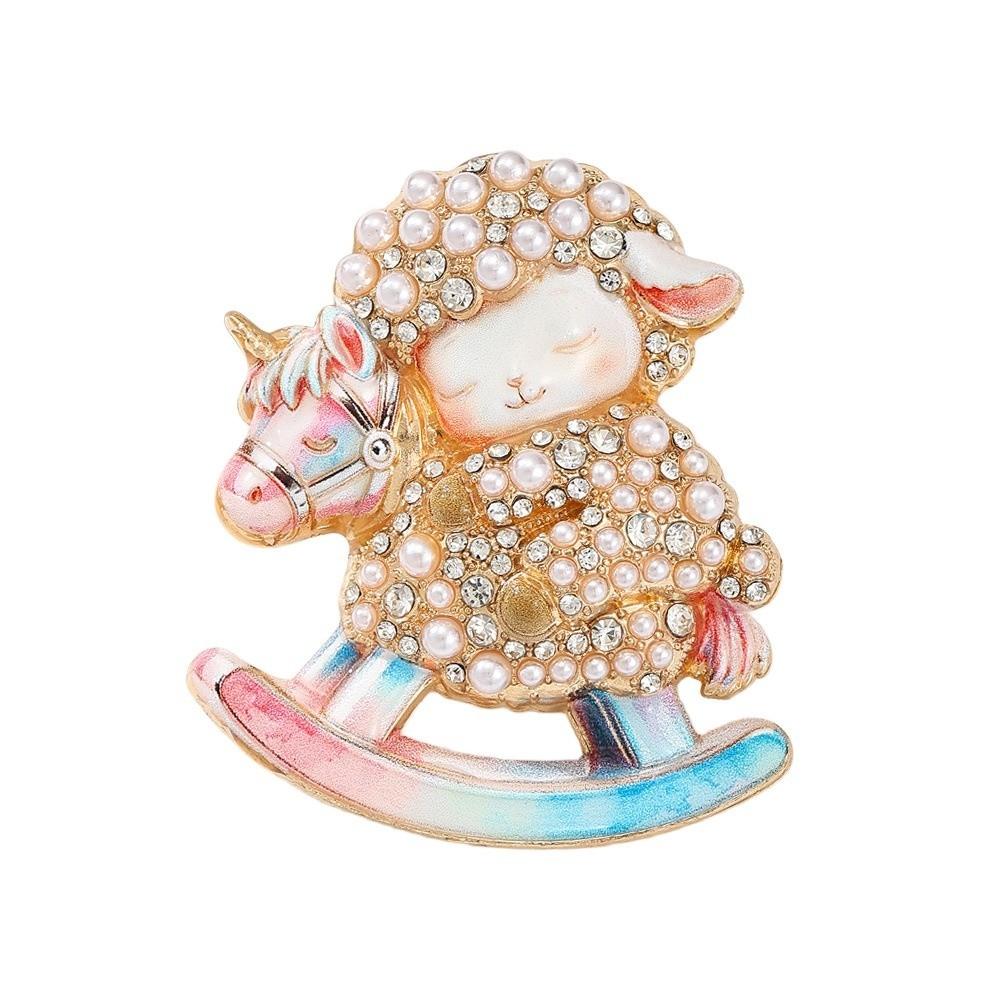 Enamel Goat Lapel Pin Rhinestone Animal Brooch Christmas Sheep Lamb Brooch  Casual