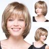 Synthetic Short Blonde Wig for White Women Straight Hair Bob Wig with Bangs Natural Soft Daily Cosplay Halloween Lolita Party