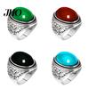 Finger Ring Men Vintage Artificial Gem Carving Band Jewelry Party Banquet Gift