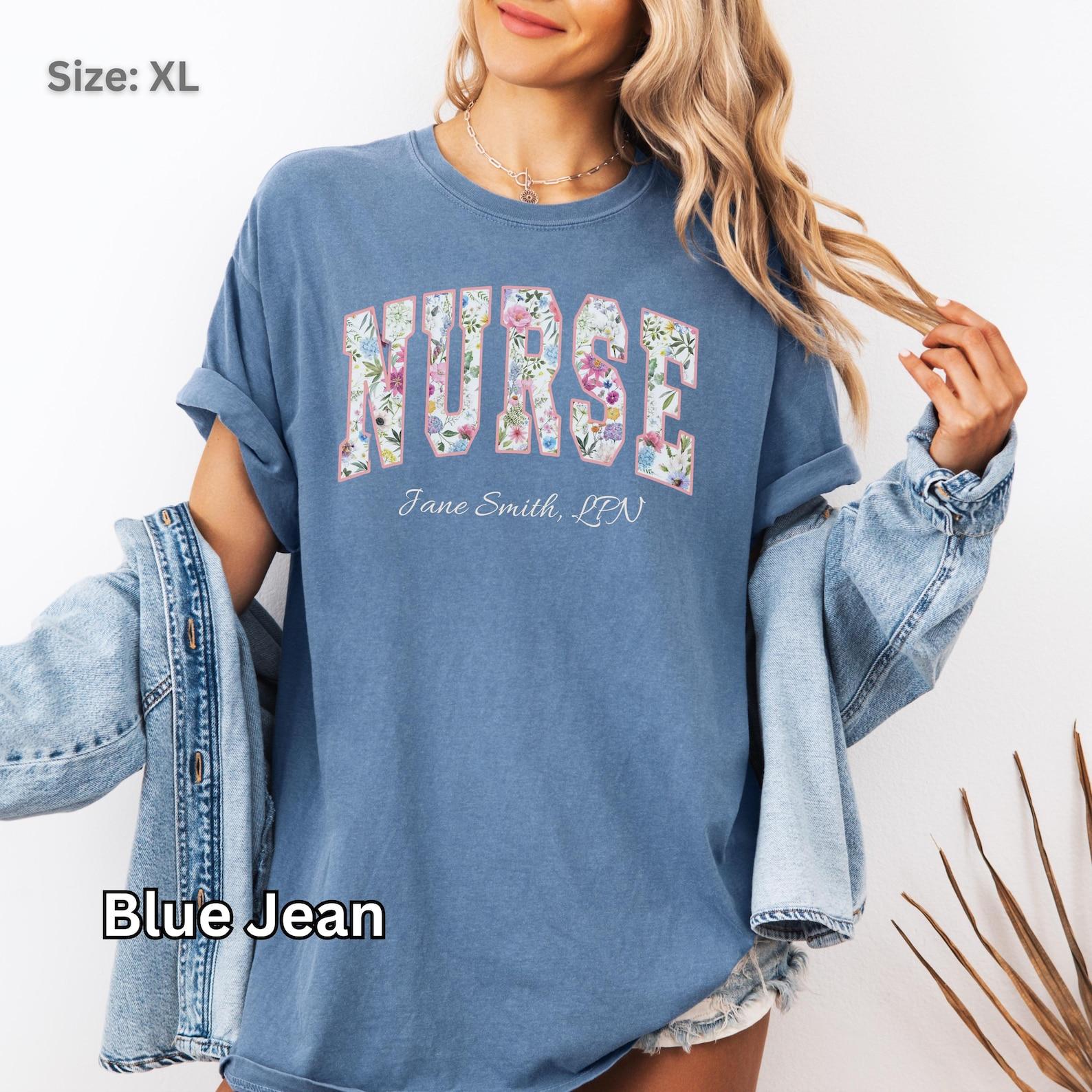 Custom Floral Nurse Tee – Personalized Medical Apparel Gift S