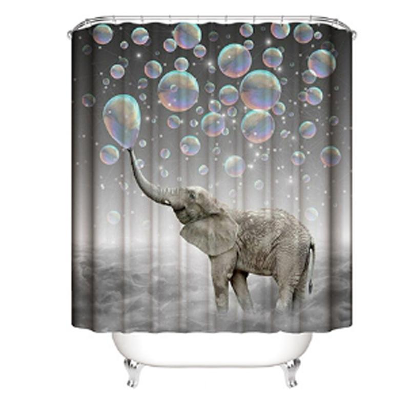

Занавеска для душа Слон Водонепроницаемый полиэстер Не образует плесень Занавески для ванной 3-Bubble,180*180cm/70.8*70.8in