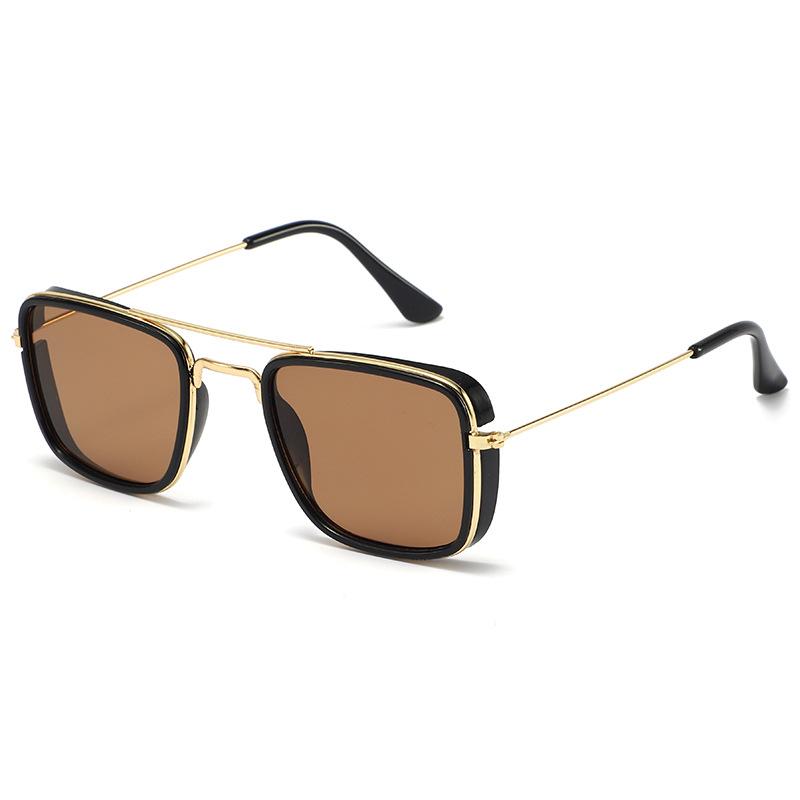 New double beam metal square fashion sunglasses trendy marine film women's glasses sunglasses UV protection