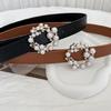 Luxurious Waist Belt with Pearl Circle Pin Buckle for Woman Jeans Skirt Decors