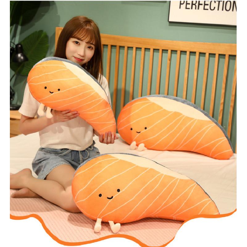 Cushion Plush Salmon Bedroom Decor Sashimi Stuffed Toy Kid Doll Gift Birthday