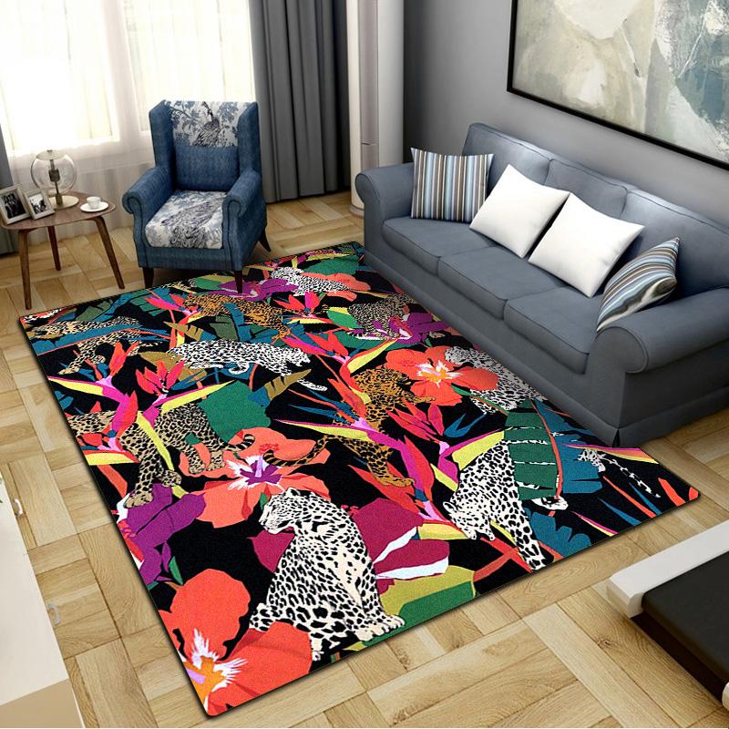 Jungle Leopard Carpet Rug for Living Room Bedroom Home Sofa Decoration,Kids play Non-slip Floor Mat