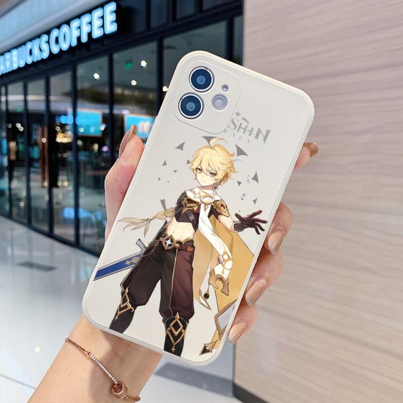 Genshin Design Phone Case For IPhone 14 11 12 13 Pro Max X XR XSMax 6 6S 7 8 Plus SE 2022 Soft Square Color Phone Cover