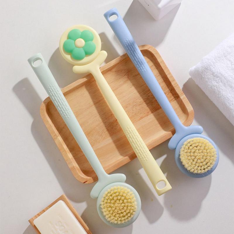 Soft Hair Shower Body Brush Long Handle Bathroom Wash Brush Bathing Massage Back Body Scrubbing Supplies Exfoliating Brush