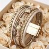 Damen geflochtenes Armband mehrlagig böhmisch Kunstlederseil Seestern Muschel Dekor Sicheres Verschluss Armband Handgelenk Accessoire