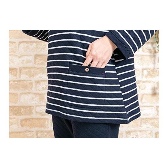 [K's Eye] Skin-friendly 100% cotton knit quilt pajamas, women's, winter, long sleeve, border, suitable for winter, nightwear, loungewear, loungewear,