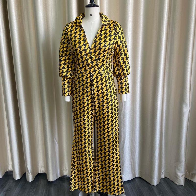 Women's Spring Loose Elastic V-Neck Straight High Waist Temperament, Jumpsuit