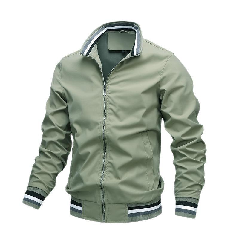 Men's Casual Sports Jacket, Stand-up Neck Zipper Jacket European and American Zipper Jacket