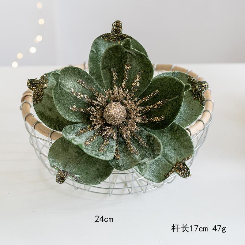 1PC 24cm Glitter Christmas Flowers Red Gold Artificial Flower Head Xmas Tree for Christmas Party Navidad 2025 New Year Ornament