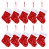 10Pcs Festival Gift Holders Fireplaces Decoration Sparkling Sequins Christmas Stockings with Plush White Rims Decors
