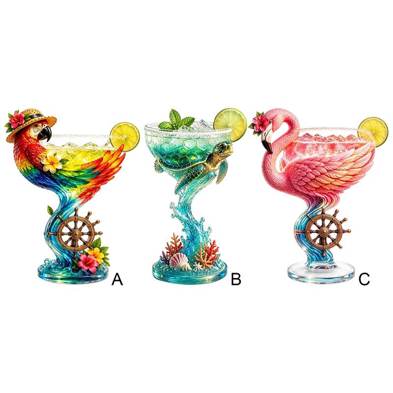 Bird Themed Margarita Tropical Drinkware Cocktail Glass Barware Gift