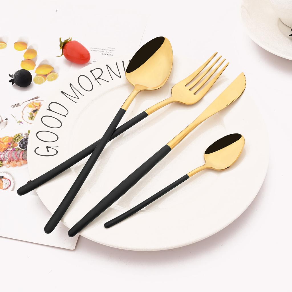 Rainbow 18/10 Stainless Steel Dinnerware Set Kitchen Flatware Tableware Sets Knife Fork Spoon Tea Spoon Cutlery Set Service for 6