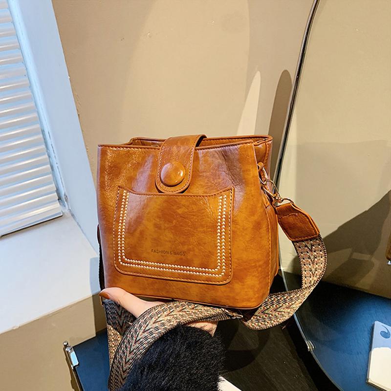 Vintage Proste PU Skórzane Torebki Crossbody Dla Kobiet Luksusowa Designerska Torebka Damska Szeroki Pasek Torba Na Ramię