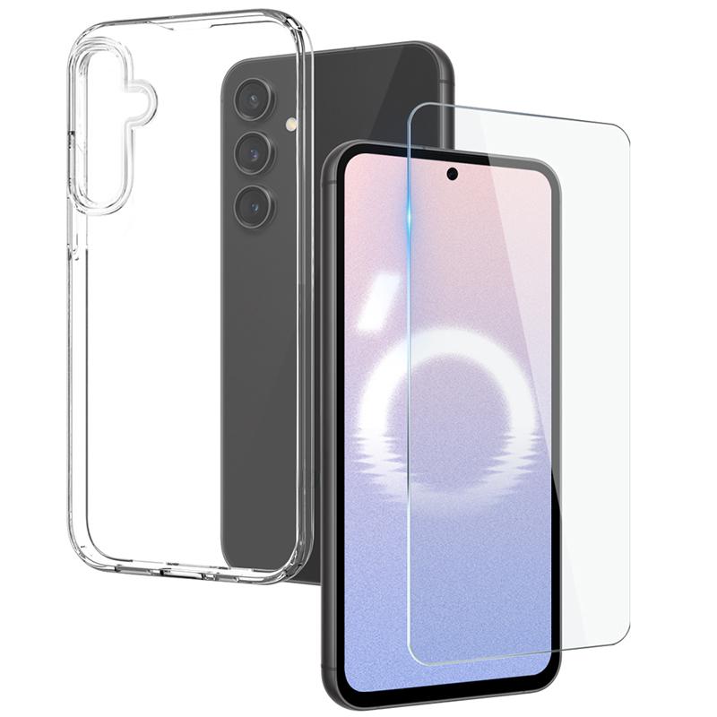 

NORTHJO For Samsung Galaxy S24 FE Case Clear TPU Phone Cover with Tempered Glass Film A