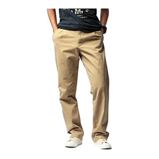 [Nalador] Men s Chino Pants, Stretch, Large Size, Long Pants, Loose, Bottoms, Colored Pants, Plain, Cotton, Easy Pants, Comfortable