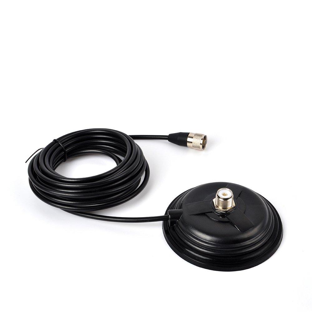 Magnetic Mount Base for CBVHFUHFHF Mobile Antennas, Amateur Radio, MJ-MP Connector, 5m RG58 Cable, Heavy-Duty Magnetic Base, TC-110MM