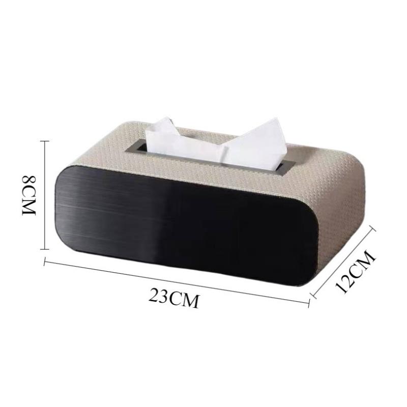 Metal Tissue Box Leather Simple Creative Storage Tissue Paper Case Elegant Rectangular Napkin Box Home Table Tissues Organizer