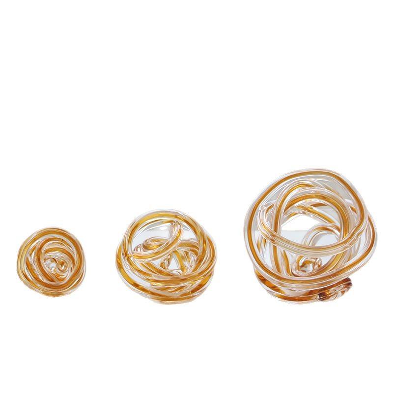 Glass Craft Geometrically Wound Sphere Hollow Coil Hand-made Glass Twine Transparent Ornament Home Decoration Accessories