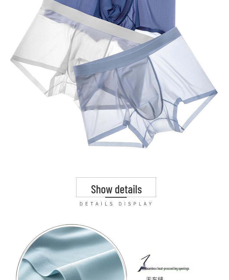 Yu Yue Men's Mid-Waist Ice Silk Seamless Underwear - Comfortable, Thin, Antibacterial Mulberry Silk