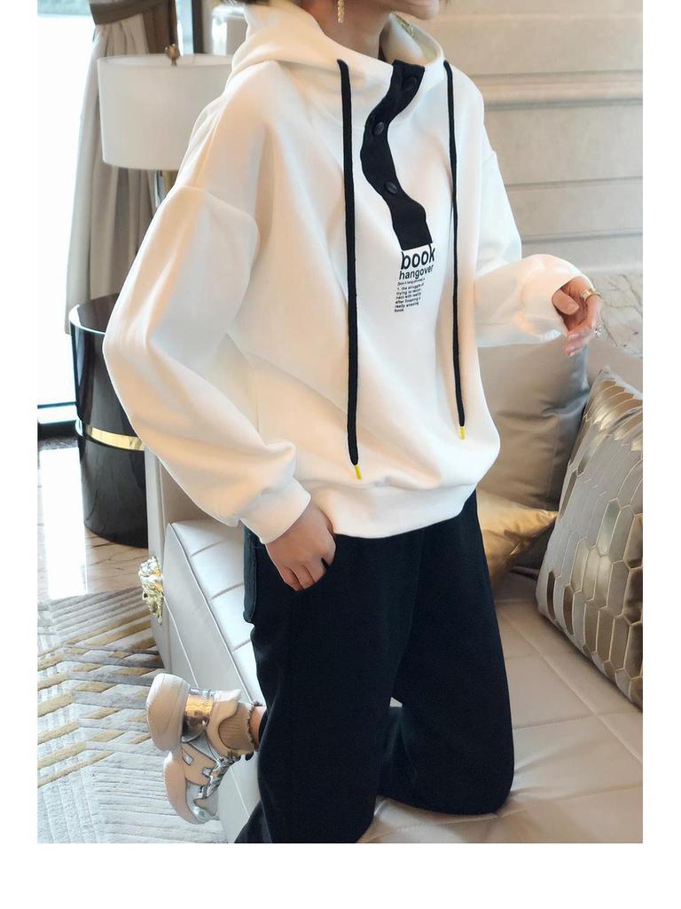 Plus Size Women's Hooded Casual Sport Set - Autumn/Winter Fashion Sweatshirt Two-Piece