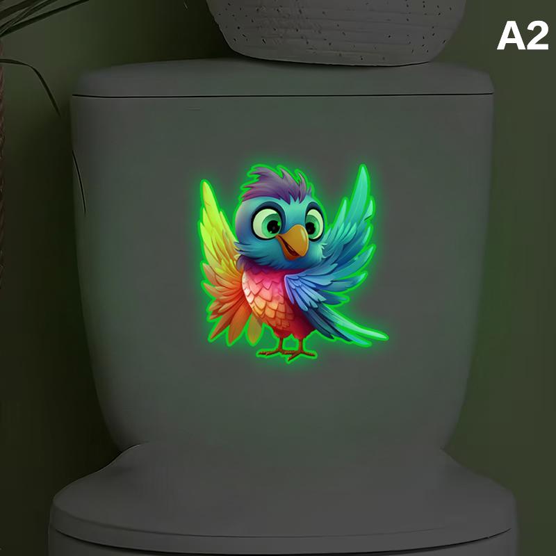 

Glow-In-The-Dark Parrots Birds Toilet Sticker Self-Adhesive Removable Glowing Toilet Lid Wall Decal Car Sticker Home Decor as the picture