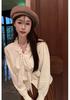 Elegant Bow Tie Lace-Up Long Sleeve Knit Cardigan for Women