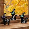 Halloween Mantel Decor 3Pcs Decoration, Black Cat Ghost Witch Hat Table Decor, Decorations Rustic Farmhouse Wooden Centerpieces for Home Office Tiered