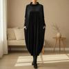Spring Autumn Women's Velvet Dress Loose Round Neck Casual Long Dress