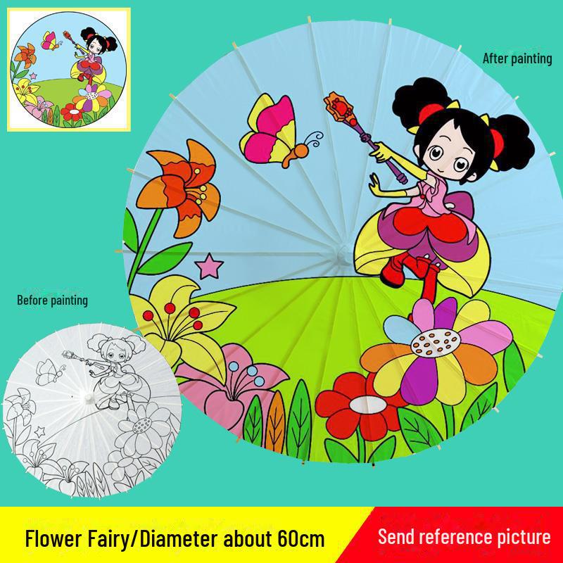 DIY Handbemaltes Weißes Ölpapier Schirm-Set für Kinder - Bastelprojekt im antiken Stil für den Kindergarten