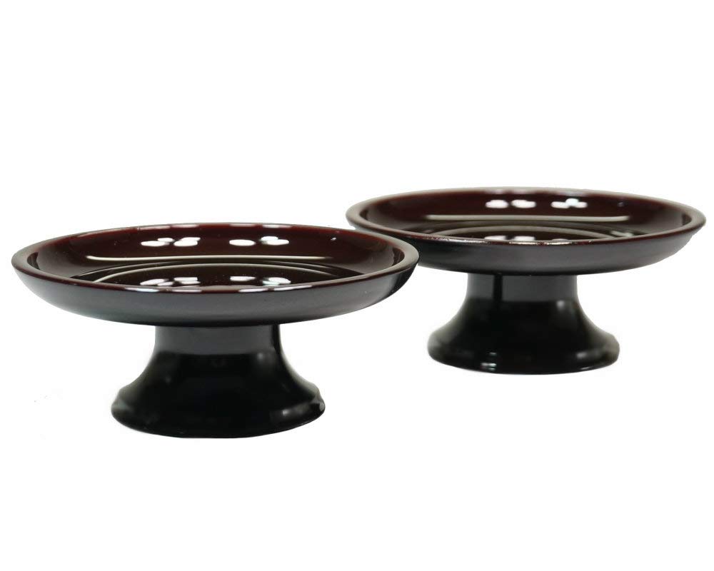 Round offering stand, 8.0 inches, made in Japan by Yamanaka Lacquerware. Compact, perfect for offerings, memorial services, and display. Modern