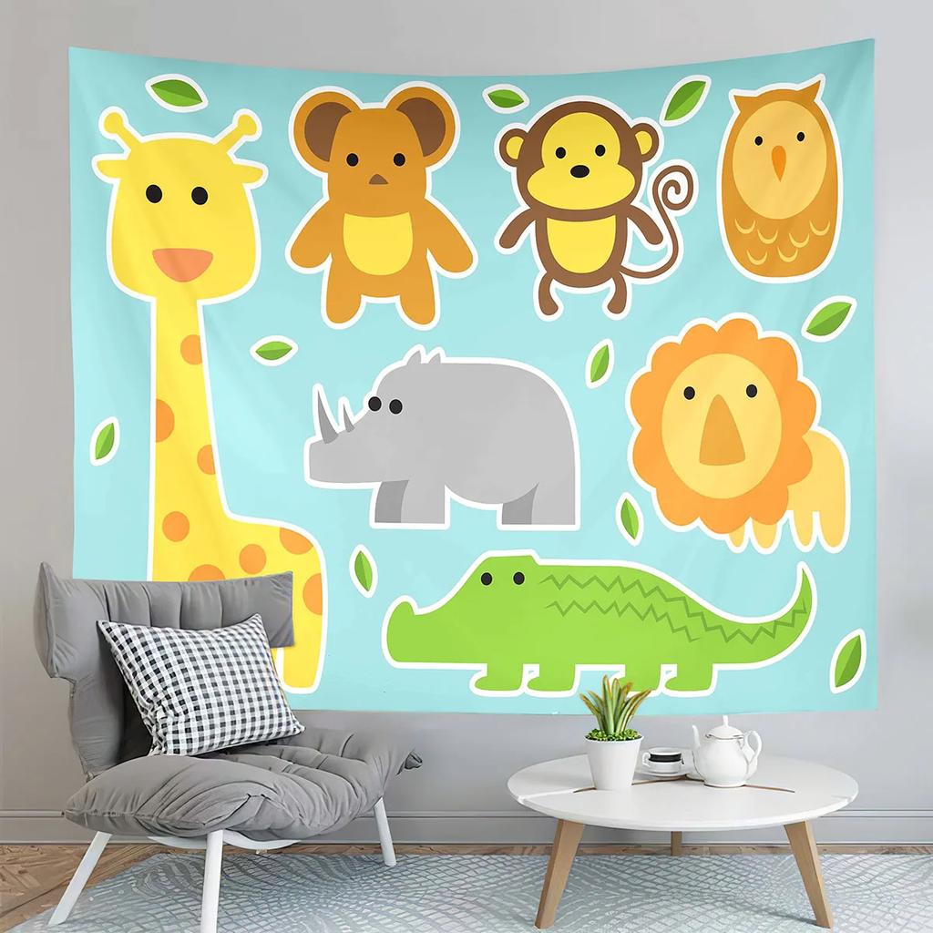 Arazzo Animali Cartoni Animati Leone Giraffa Arazzo Regali per Bambini Ragazze Ragazzi Arazzi da Parete Camera da Letto Casa Soggiorno Dormitorio