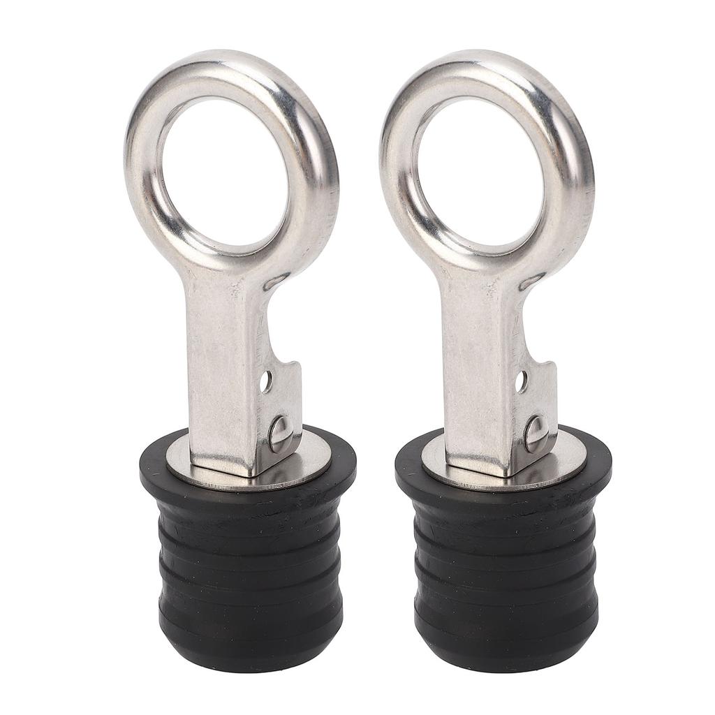 2PCS Boat Plug Snap Handle Stainless Steel Boat Drain Twist Plug Marine Rubber Plug Accessories for Ships Yachts 1‑1 4