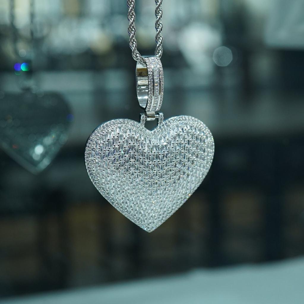 Hip Hop New Product T-Square Love Pendant European and American Street Trend Zircon Pendant Accessories Necklace