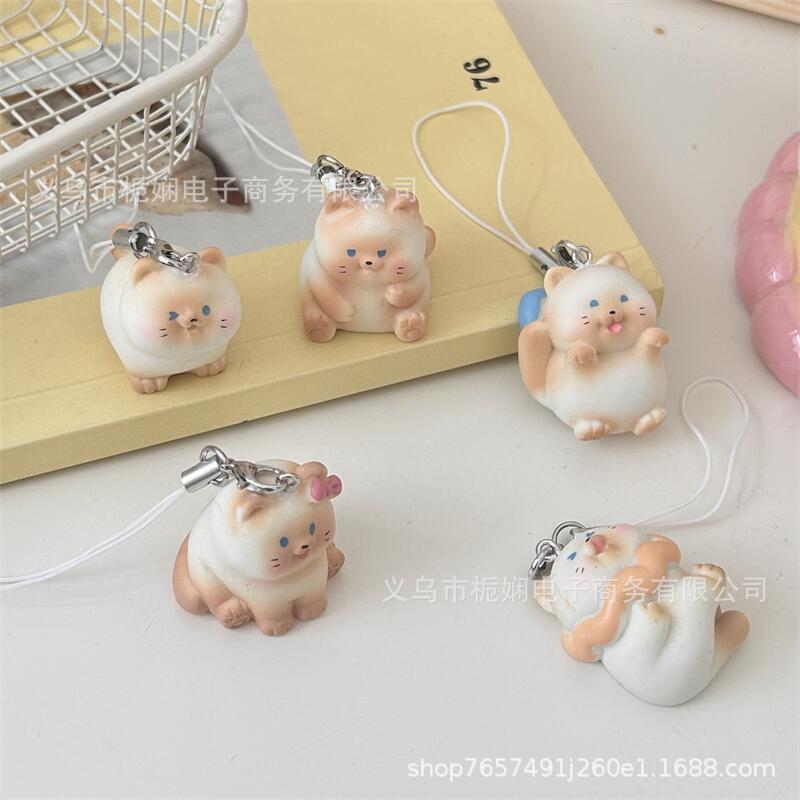 3D Siamese Cat Phone Charm Keychain: Cute Cartoon Bag Decoration for Couples and Friends