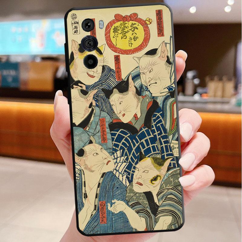 Case For Motorola Edge 50 40 Pro 60 50 40 30 Ultra Neo Fusion G85 G72 G53 G54 G84 G13 G32 Ukiyo-e Art Panther Leopard Tiger