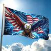 1 Single-Sided 60.96x91.44cm Flag, Striking Patriotic Eagle American Flag Art with Lightning Bolt Pattern, 250 Independence Day Vibrant Outdoor Yard D