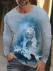 Hot selling 3D tiger print men's street trendy round neck long sleeved T-shirt