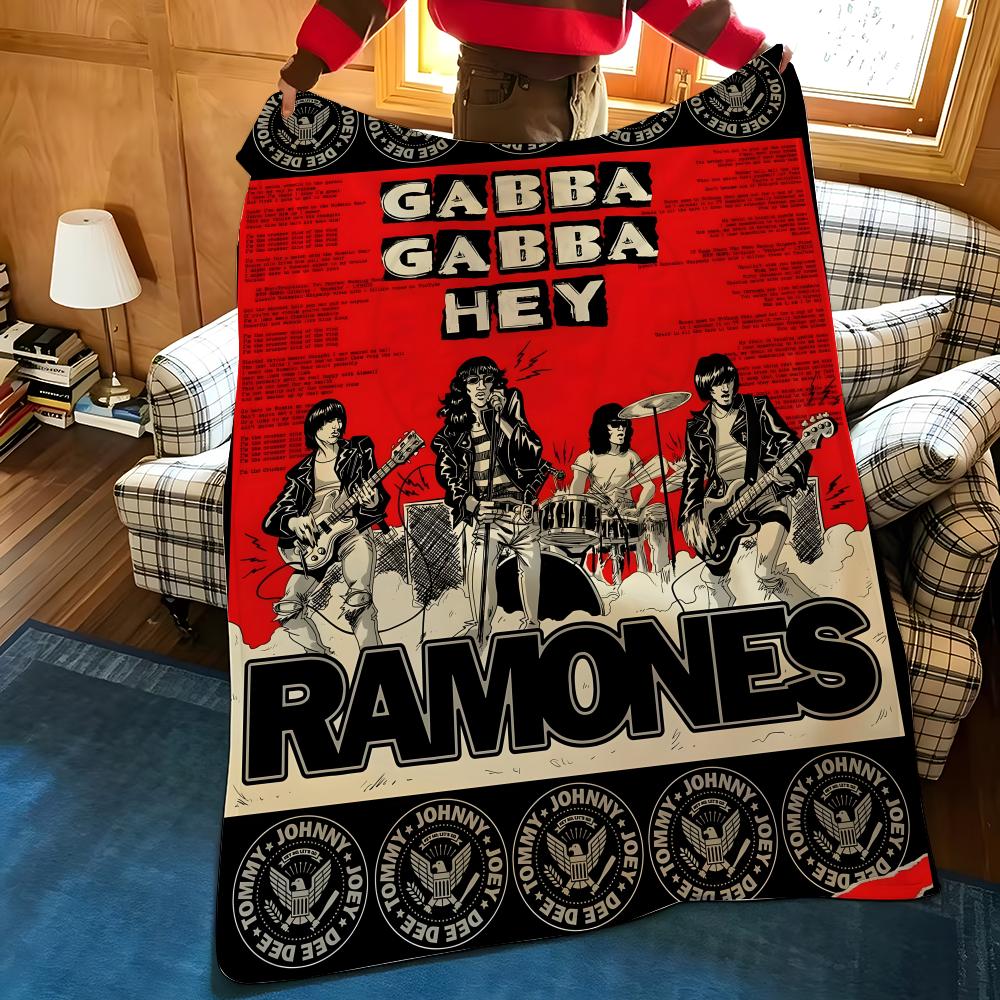 Music T-The R-Ramones Throw Flannel Cozy Print Blanket, Portable, Durable Machine Washable Cute Cool