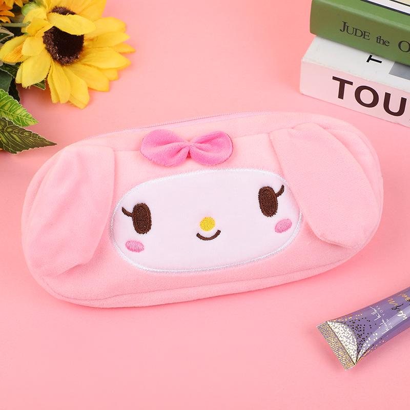 Korean-Style Cartoon Plush Pencil Case: Women's Handbag, Cute Embroidery, Large Capacity Stationery Box