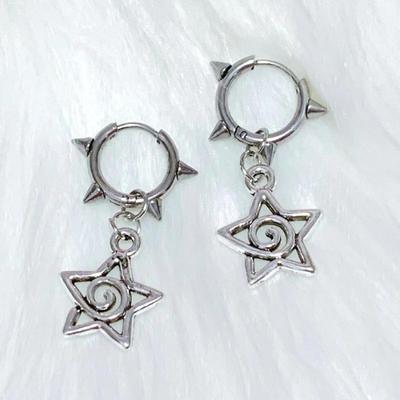 Korean Stainless Steel Star Swirl Earrings Gothic Charms Rivet Earrings For Women Punk Grunge Jewelry Vintage Accessorie