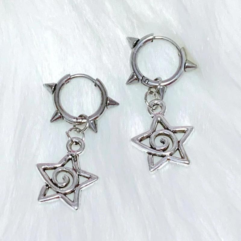 

Korean Stainless Steel Star Swirl Earrings Gothic Charms Rivet Earrings For Women Punk Grunge Jewelry Vintage Accessorie