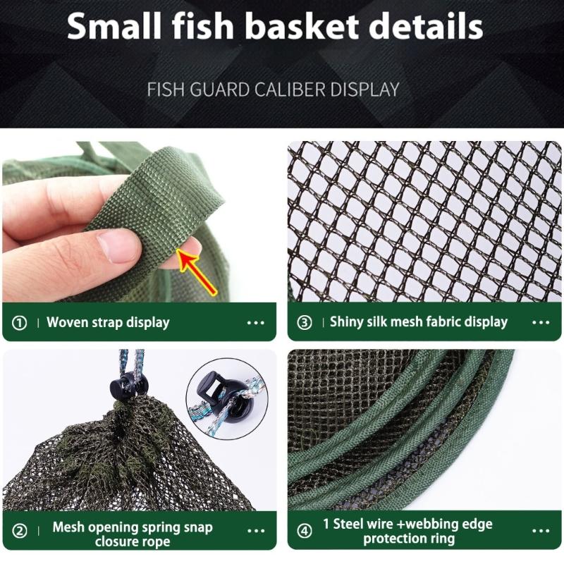 25cm-45cm Foldable Fishing Net Holder Net Fish Trap Fishing Basket Mesh for Keep Crayfish Minnows Baits Storage Cage