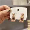 Korean Flocking Teddy Bear 925 Silver Stud Earrings - Trendy & Simple Design for 2023