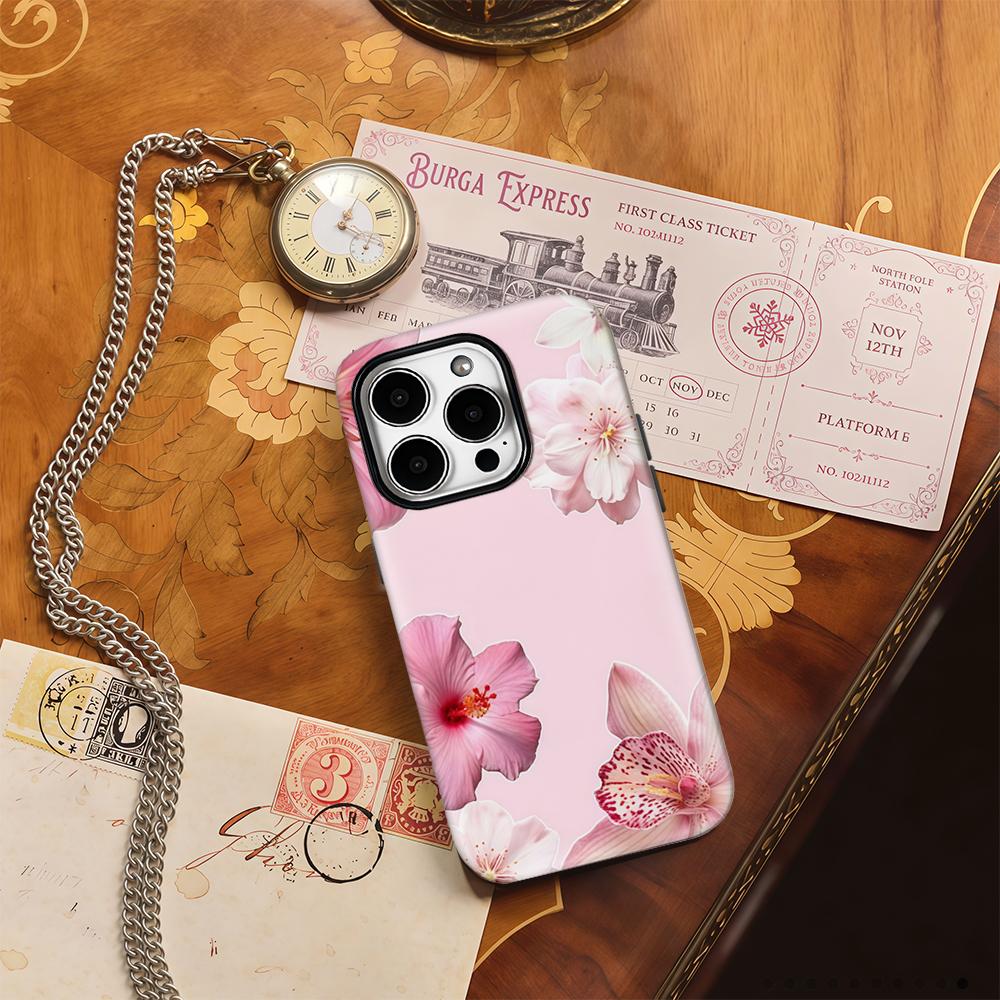 Blush Floral Dream Phone Case for IPhone 16 15 14 13 12 11 X XS XR XSMAX 7 8 Pro Max Plus Double-layer Back Cover