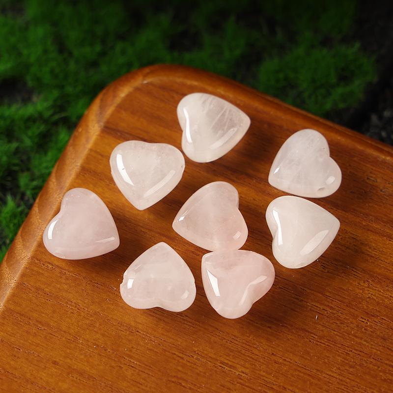 15mm Amethyst Rose Quartz Heart Pendant Jewelry with Horizontal Hole for DIY Crafts